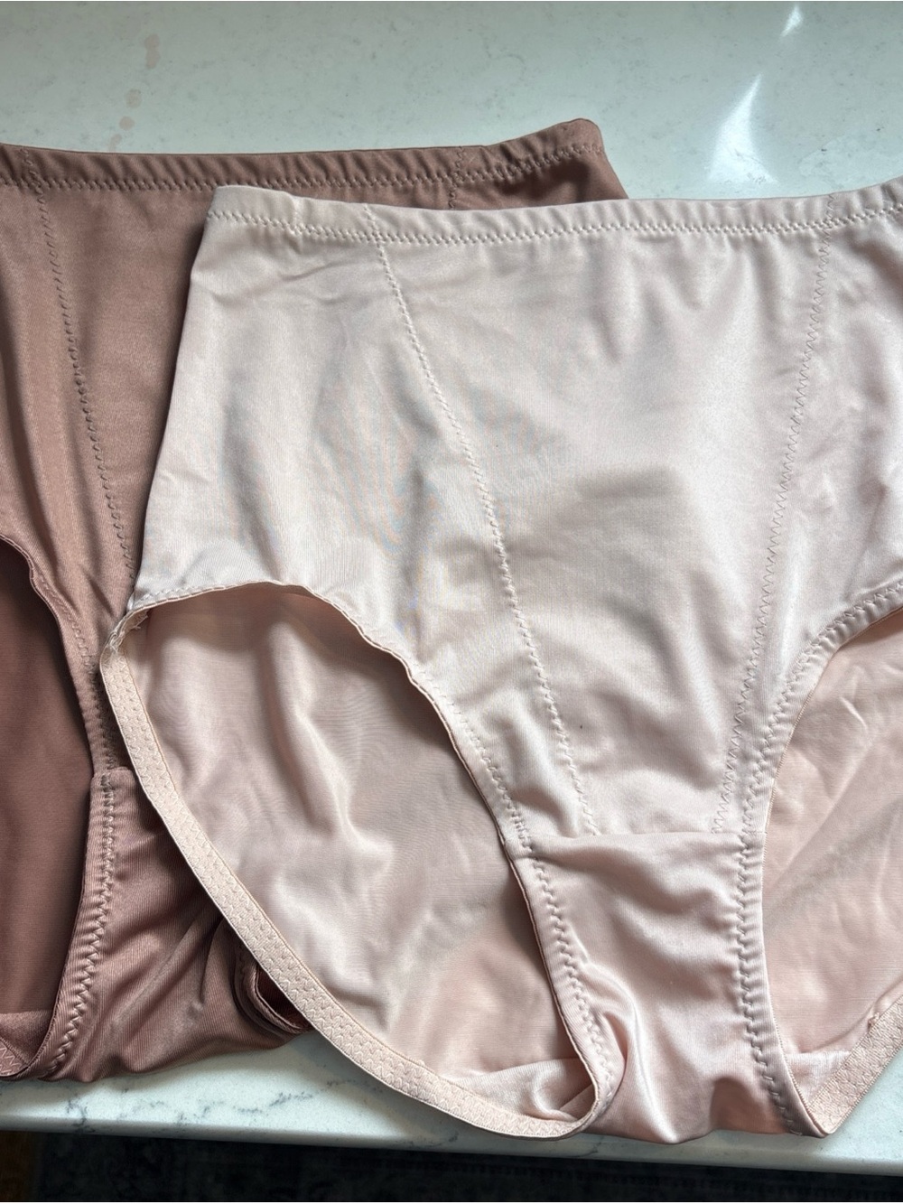 F.I.T. High-Waisted Shapewear Briefs Beige & Brown Size Large NWOT